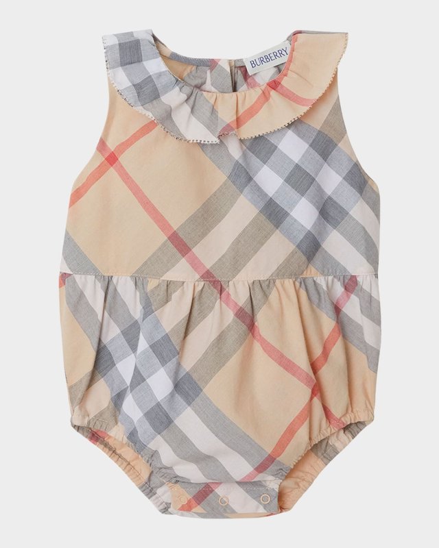 Kid's Norah Check Sunbubble Bodysuit, Size 3M-18M